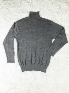 M/ 90’s Vintage Dark Grey Turtleneck Sweater, Lightweight Wool Blend Sweatshirt - Fashionconstellate.com