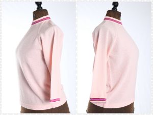 1960s Vintage Retro 60s Pale Pink Fuchsia Mod Sweater | Talbott Travler | Size XL Bust 41'' - Fashionconstellate.com