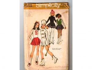 1970s Majorette Cheerleader Skating Dress Sewing Pattern - Circular Skirt with Braid - Dated 1972 