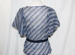 Authentic 1930s Shirt - Navy Blue & White Striped Sheer Cotton Top 30's Casual Art Deco Beach Summer - Fashionconstellate.com