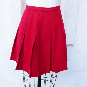 1950s Red Wool Pleated Skirt, XXS - Fashionconstellate.com