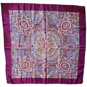 1980’s Vintage Purple Paisley Print Head or Neck Scarf Made in Japan - Fashionconstellate.com