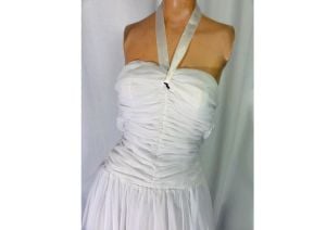 Vintage 50s Prom Dress Wedding Gown Ballgown White Sheer Chiffon Formal | XXS - Fashionconstellate.com