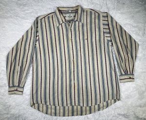 XL/ 90’s Men’s Long Sleeve Striped Button Up Shirt, Western/MidWestern Vertical Striped Shirt