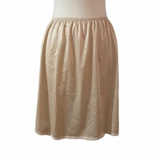 1980’s Vanity Fair Tan Half Slip with Lace Trim and Side Slit, 24-28” Waist - XS to M