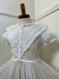Size 5T | 1950's Vintage Crisp White Cotton Organdy and Eyelet Lace Dress by Celeste New York