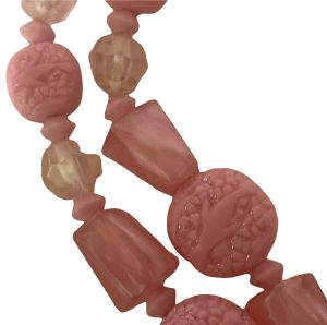 1950’s Mid Century Bubblegum Pink Double Strand Necklace and Earring Set  - Fashionconstellate.com