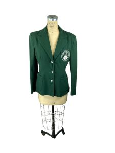 1950s wool college school blazer with crest green size M/L