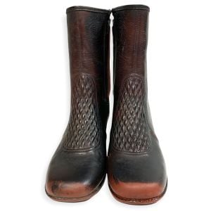 Vintage 1960s Rubber Rain Winter Boot Galoshes Fleece Lined MOD Block Heel | 6 - Fashionconstellate.com