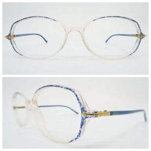 Vintage Unisex 1980’s Clear and Blue Eyeglasses Frames Model 1899 by Silhouette
