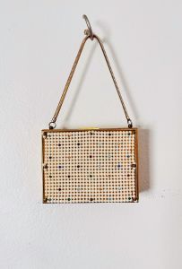 1950s pearl rhinestones compact purse carryall wristlet, dance purse, vintage makeup case, miniaudie