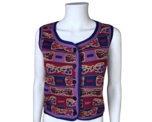 Vintage 1970s Sweater Vest Intarsia Bow Ties 100% Wool BJ Knits by Doris D’Angelis