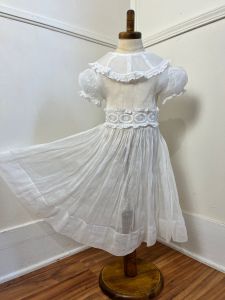 Size 6 | 1950's Vintage Crisp White Organdy Little Girls Dress by Celeste New York