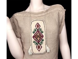 Vintage 70s Embroidered Wool Medicine Pouch Phone Bag Southwestern Boho