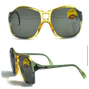 Vintage Oversized Green & Yellow Sunglasses Made In West Germany by Zeiss - Fashionconstellate.com