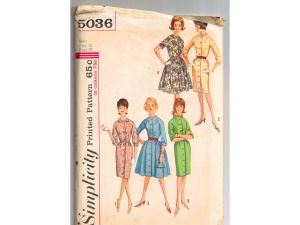 1960s Shirtwaist Dress Sewing Pattern - Full or Straight Skirt - Unused Complete Bust 32 Simplicity