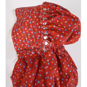 Vintage Red Calico Floral Cottagecore Prairie Sun Bonnet Hat Sissy Long Neck - Fashionconstellate.com