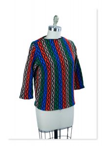 1960's Multi Colored Zig Zag Wool Sweater by Bradley, Sz S-M