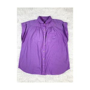 XL/ 70’s Purple Sleeveless Women’s Work Shirt/Maternity Shirt, Pleated Babydoll Tank Top