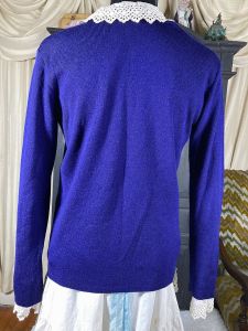 M-L/ Vintage 70’s Strawberry Sweater, Blue Crew Neck Sweatshirt with embroidered strawberries - Fashionconstellate.com