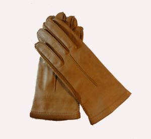 Vintage 1960s Ladies Beige Leather Gloves Genuine Deerskin by Sta-Soft | M