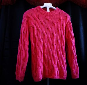 M/ Vintage 80s Cable Knit Sweater, Hot Pink Chunky Knit Sweatshirt, Pink Sweatshirt by Jennifer Reed