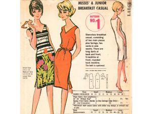 1960s Large Dress Sewing Pattern - Misses Bust 38 40 - Sleeveless Summer Darted Shift with Side Slit - Fashionconstellate.com