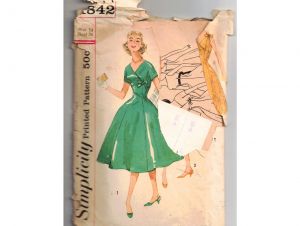 1950s Fit & Flare Dress Sewing Pattern - Bow Tied Sleeve, Sleeveless or Short Sleeve - Complete