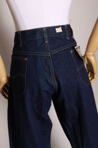 Deadstock 1970s Dark Wash High Waisted Regular Cut Denim Jeans by Lee - 38 x 30 - Fashionconstellate.com