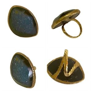 Vintage Blue Druzy (?) Stone Statement Ring - Size 10
