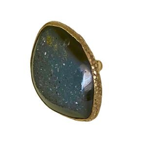 Vintage Blue Druzy (?) Stone Statement Ring - Size 10 - Fashionconstellate.com