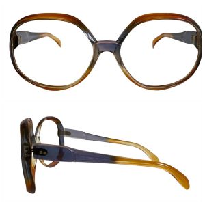 Vintage 1970s Brown Blue Oversized Sunglasses Frames Made in Italy - Fashionconstellate.com