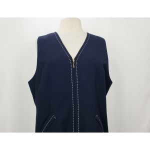 90s Vest Navy Blue White Stitching Zip Front by Norton McNaughton | Vintage Misses 12 - Fashionconstellate.com