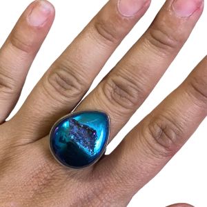 Gorgeous Vintage 1990’s Blue Stone Ring in a 925 Sterling Silver Setting - Size 9 - Fashionconstellate.com