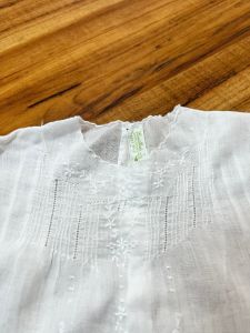 6 Months | 1940's Vintage White Cotton Heirloom Embroidered Baby Dress | Handmade - Fashionconstellate.com