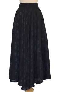 90s Black Circle Skirt, Voided Burnout Rayon Chiffon, Maxi Length, High Waist Skirt, Vintage 90s