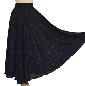 90s Black Circle Skirt, Voided Burnout Rayon Chiffon, Maxi Length, High Waist Skirt, Vintage 90s - Fashionconstellate.com