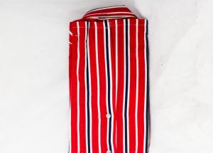 Size 18 Teen Boy's Shirt - As Is Faded 1960s 70s Red White & Blue Cotton Striped Long Sleeve Top - Fashionconstellate.com