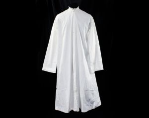 Men's Antique Nightgown - All Hand Sewn Early Mid Victorian Cotton Gown - Small White Night Shirt