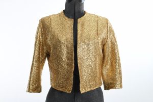 Vintage 1960s Metallic Gold Bolero Jacket by Glentex | XS-S