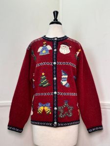 Medium | 1990's Vintage Lambswool Christmas Cardigan by Talbots
