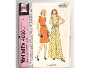 1970s Dress Sewing Pattern - Misses Size 14 Tunic In Two Lengths Dated 1974 - Tied Bow Shoulder