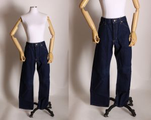 Deadstock 1970s Dark Wash High Waisted Regular Cut Denim Jeans by Lee - 38 x 30