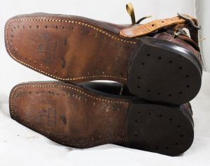 1930s Ski Boots - Square Toe Brown Leather Winter 30s 40s Shoes Mens Size 6 C - Ladies approx Size 8 - Fashionconstellate.com
