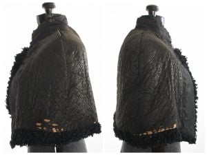 1900s Antique Edwardian Astrakhan Cloth Black Wool Cape | Lined and Quilted| AS IS w/Lining | XS/S 