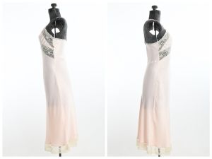 Vintage 1940s Sexy Pink Never Worn Bias Cut Art Deco Satin Lace Slip by Adonna  | Size S/M 34'' Bust - Fashionconstellate.com