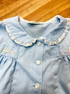 6 Months | 1950's Vintage Blue Cotton Baby Girl Top by Nanette Originals - Fashionconstellate.com