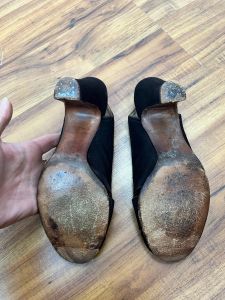 Size 7B | 1940's Vintage Chocolate Brown Suede Slingback Heels by I. Miller - Fashionconstellate.com