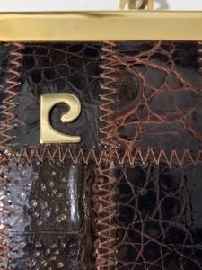 70s Pierre Cardin Snakeskin Logo Clutch | Mod Brown & Gold Chain Shoulder Strap Bag  - Fashionconstellate.com