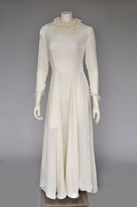 1930s ivory velvet wedding dress S/M